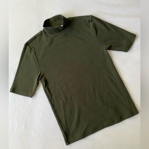 LOFT Ribbed Mock Neck Top Green